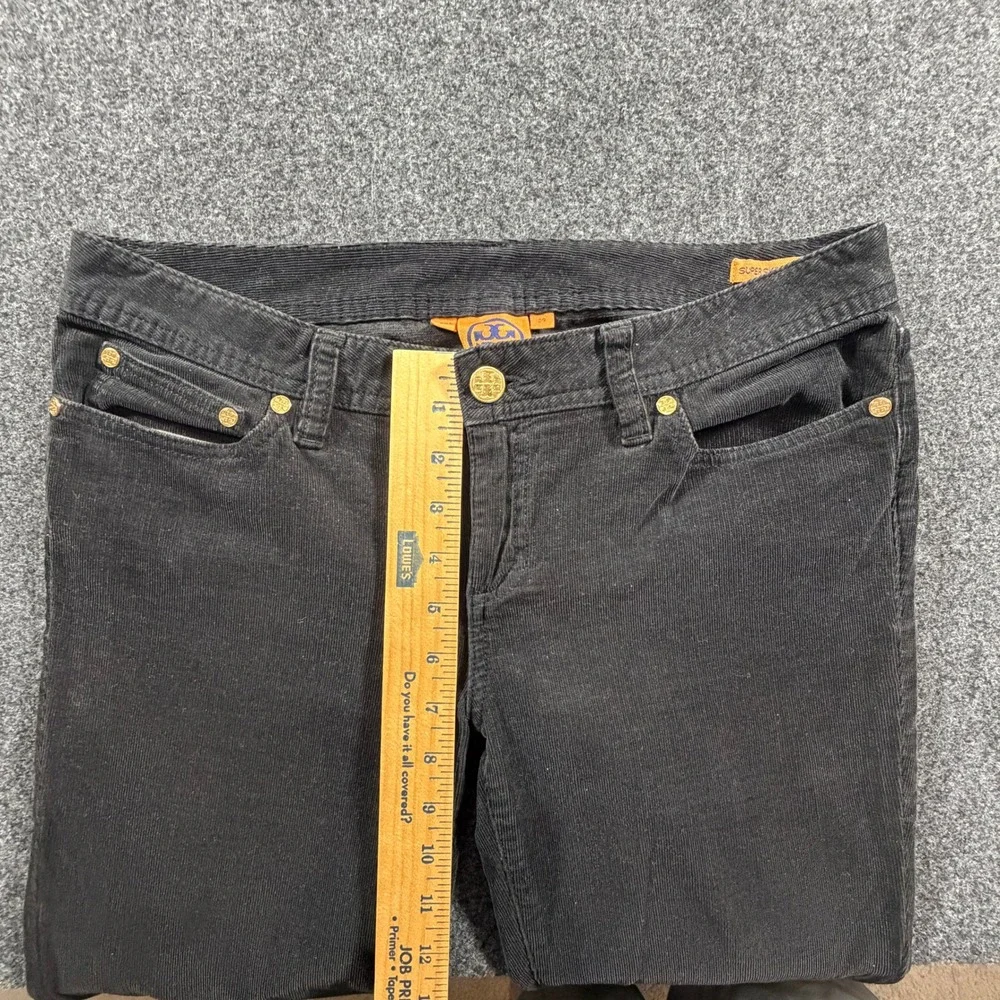 Tory Burch Black Super Skinny Corduroy Pants Womens Size 31‎ Gold Logo Hardware